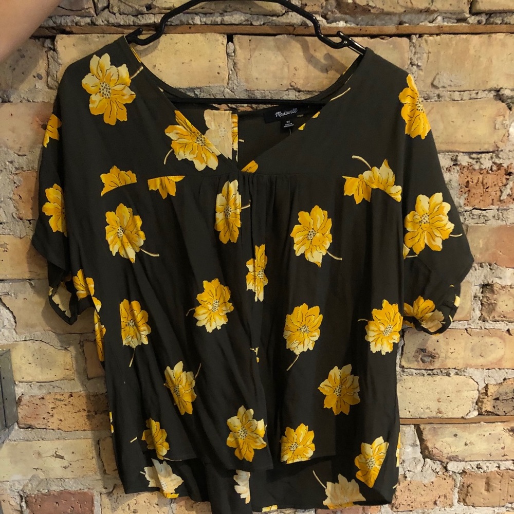 Madewell floral short sleeve blouse